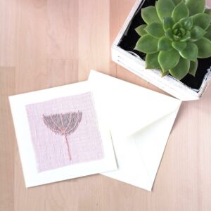 Greetings card with pink wool applique