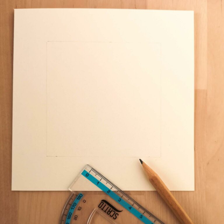 Blank paper card, ruler, pencil