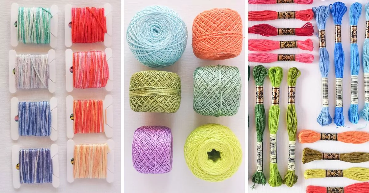 Types of hand embroidery thread -  - Hand embroidery Blog,  Guides, Courses and Shop from cotton floss to floche