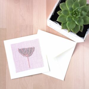 Greetings card with pink wool applique