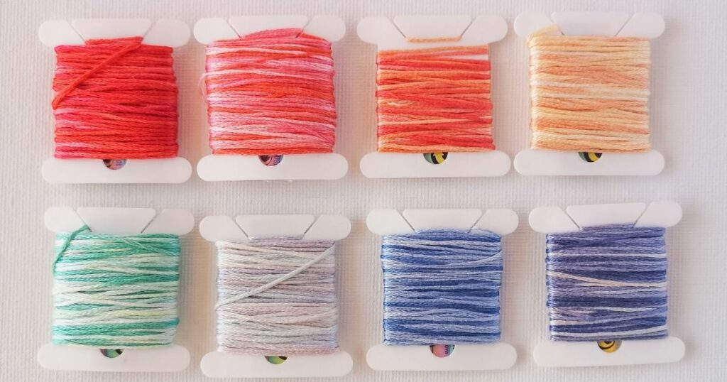 Variegated cotton floss, hand embroidery thread