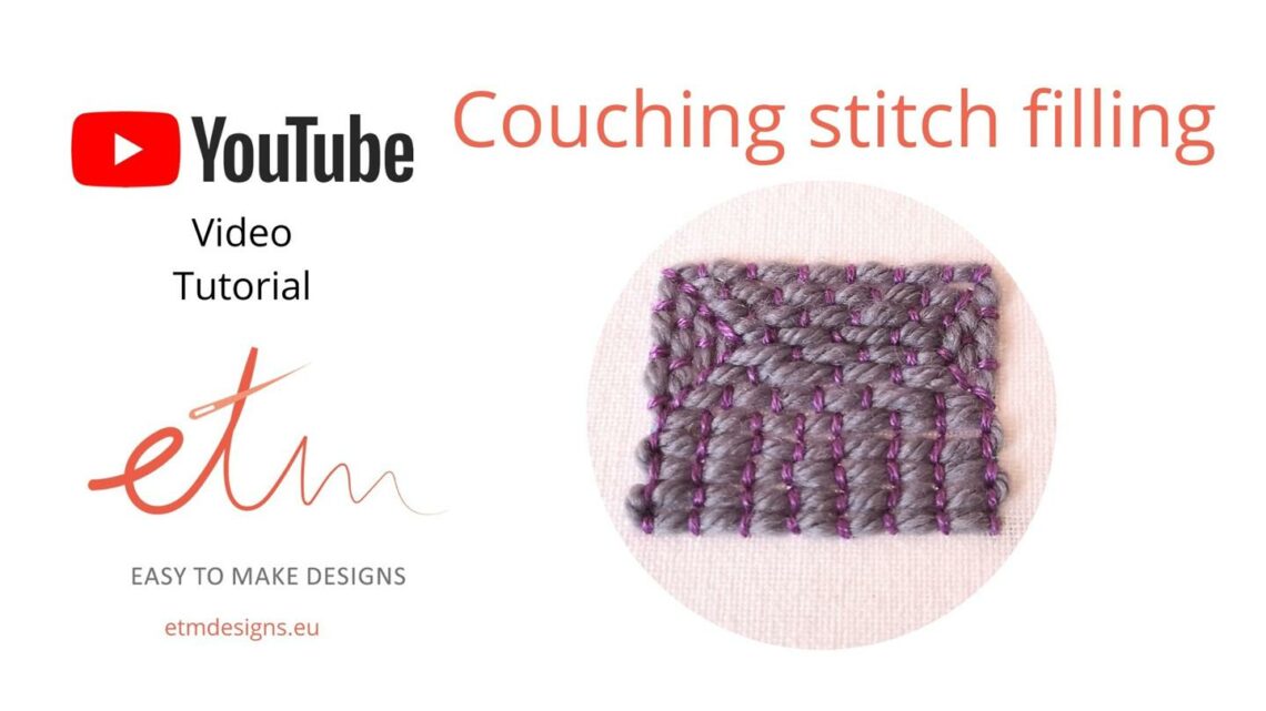 Couching stitch filling video tutorial cover