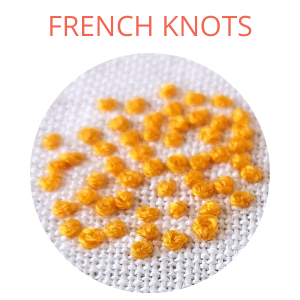 French knots filling yellow