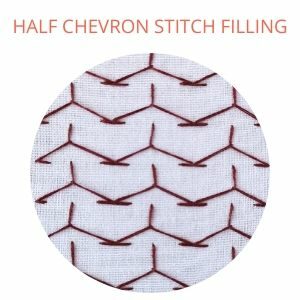 Half chevron stitch filling embroidery