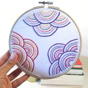 Rainbow hand embroidery hoop art