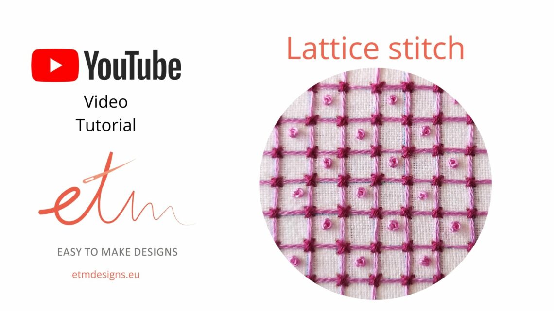Lattice stitch video tutorial cover, pink