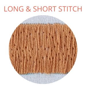 Long and short stitch filling, light brown