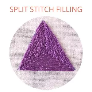 Split stitch hand embroidery