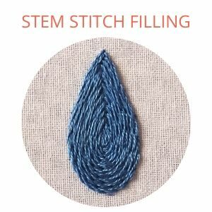 Stem stitch filling hand embroidery