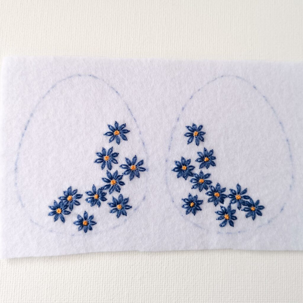 Blue daisies hand embroidery