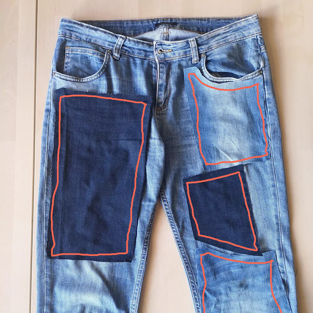 How To Make Visible Mending Jeans with Denim Patches Online