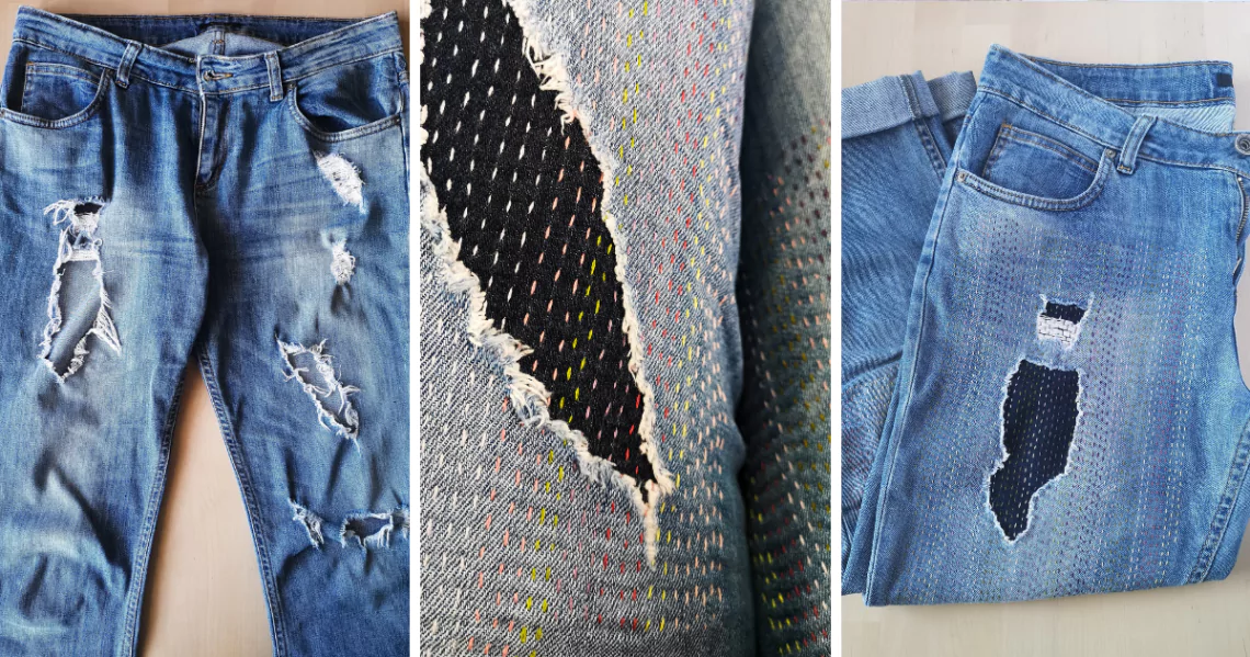 Mending Frayed Jeans – The Daily Sew