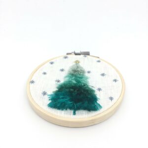 Christmas ornament hoop with tassel embroidery