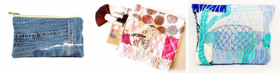 Zip pouches 4 Embroidered zipper pouches