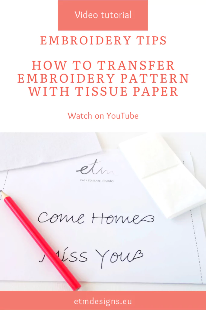 How to transfer pattern with tissue paper - Embroidery tutorial