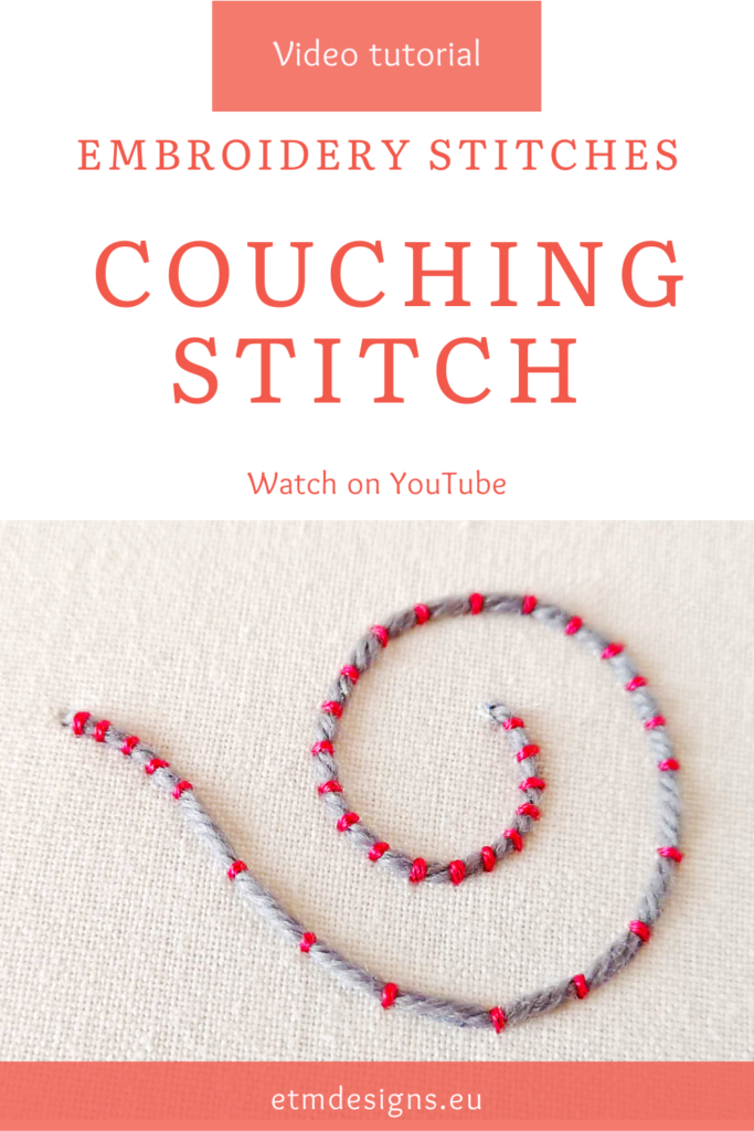 Couching stitch video tutorial PIN