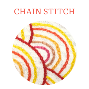 Chain stitch hand embroidery