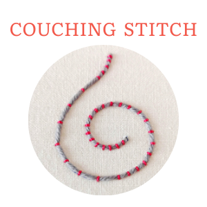 Couching stitch hand embroidery