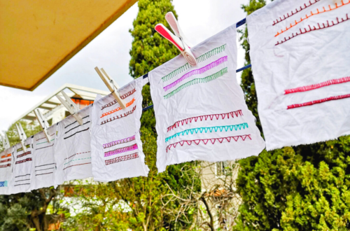 How to wash hand embroidery - embroidery samplers drying
