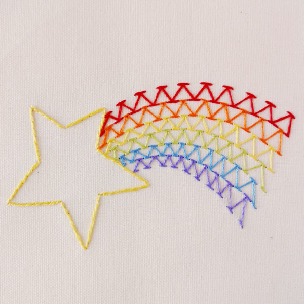 Rainbow comet embroidery pattern