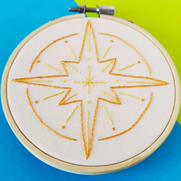 Hand embroidery pattern north star
