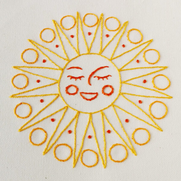 Hand embroidery pattern young sun