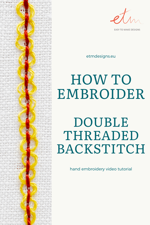 Double threaded backstitch embroidery video tutorial