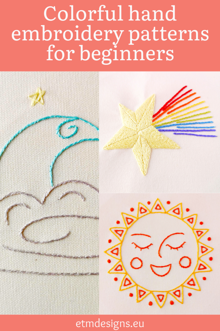 Colorful hand embroidery patterns for beginners pin