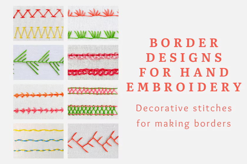 Border designs for hand embroidery - decorative stitches
