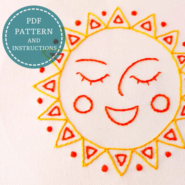 Happy Sun hand embroidery pdf pattern 2
