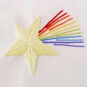 Rainbow star embroidery pattern