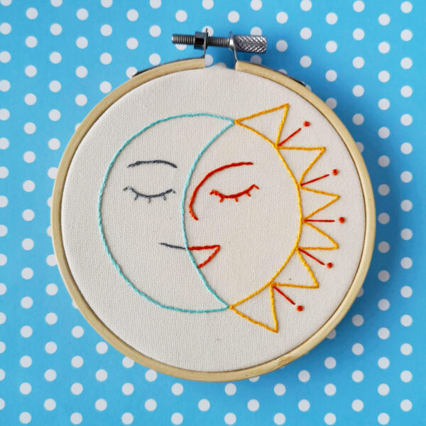Smiling Sun and Moon hand embroidery pdf pattern 3