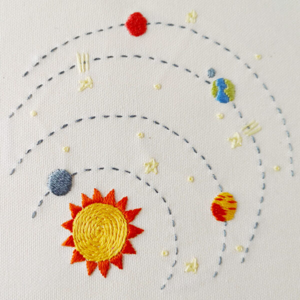 Solar system hand embroidery pattern