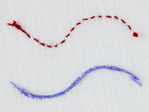 Split stitch and split backstitch - back view