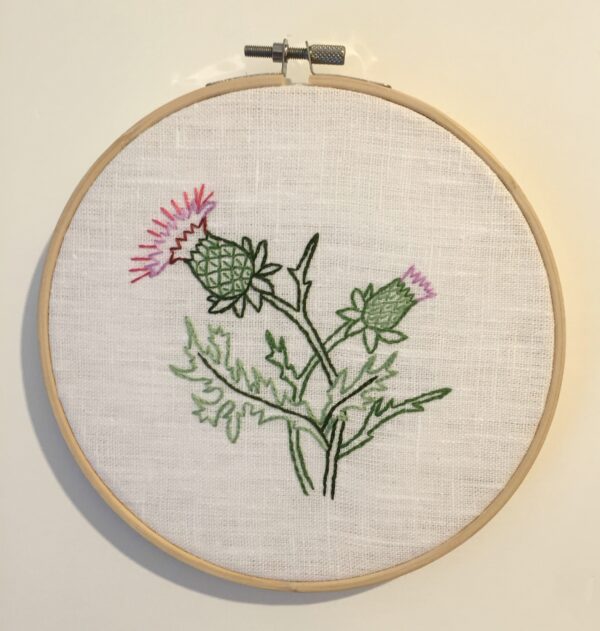 Thistle embroidered hoop art