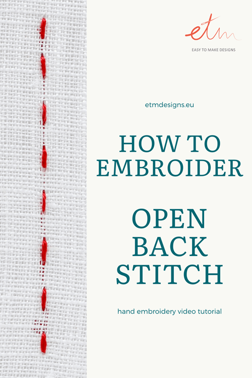 Open backstitch video tutorial PIN