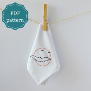 Bat and a full moon hand embroidery pattern