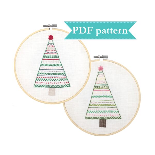 Christmas tree with a star embroidery pattern