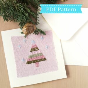 Small Christmas tree with snowflakes embroidery pattern