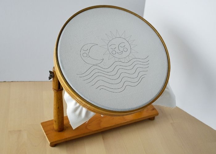 Vintage embroidery hoop stand